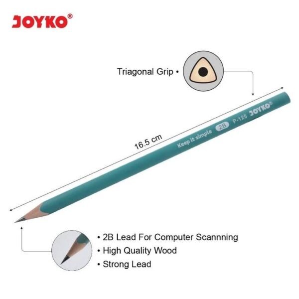 image (1) Joyko P-125 Pensil Segitiga Triangle 2B Grafir Laser Nama Custom - Kado Anak